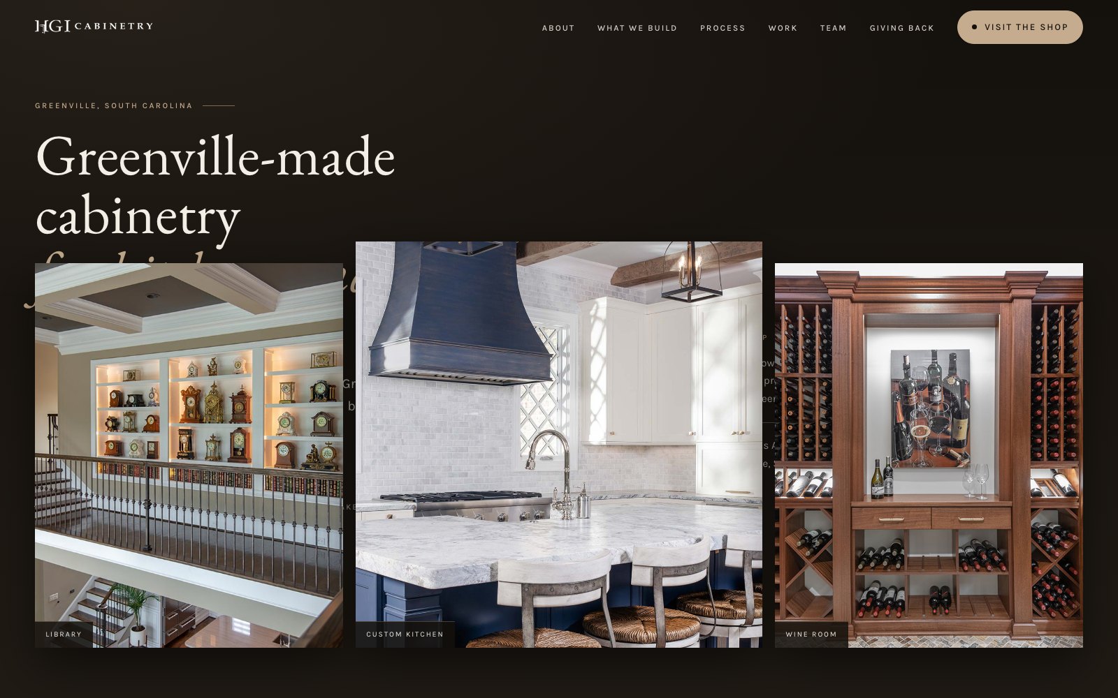 The new HGI Cabinetry homepage concept