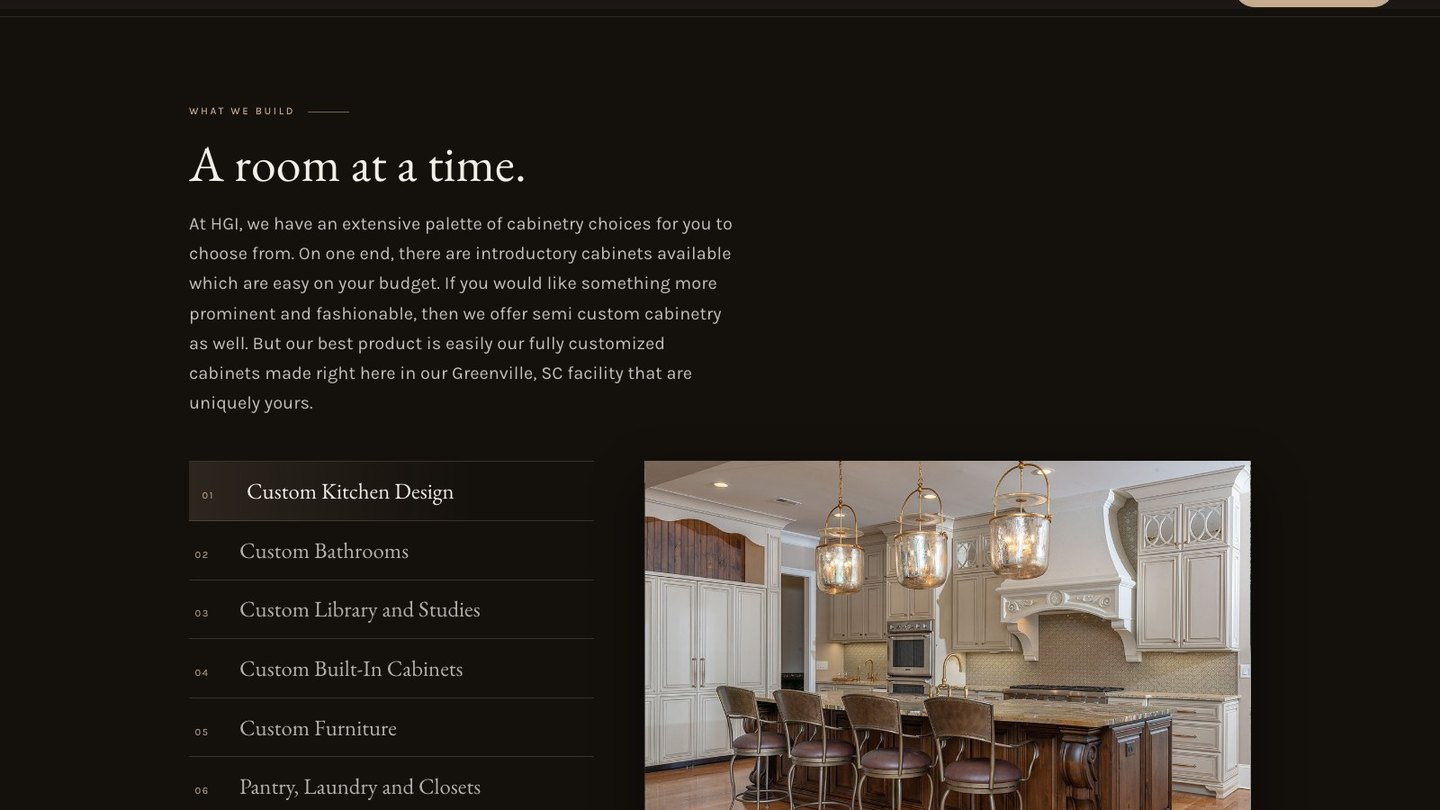The what we build section of the new homepage