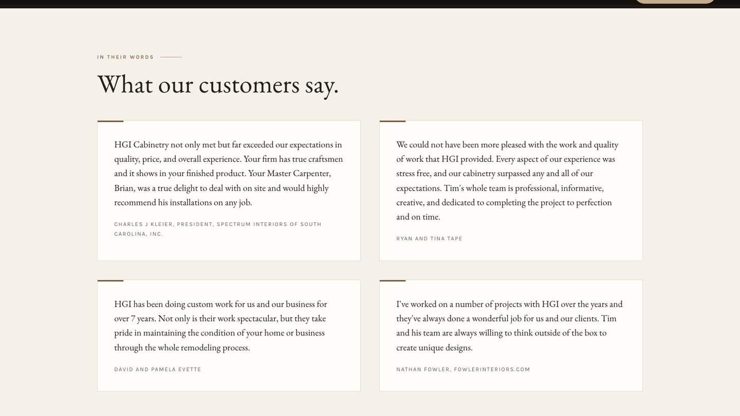 The reviews section of the new homepage