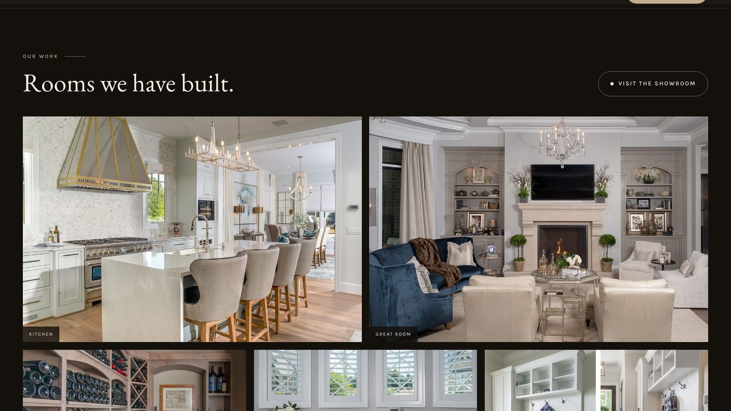 The gallery of finished rooms on the new homepage