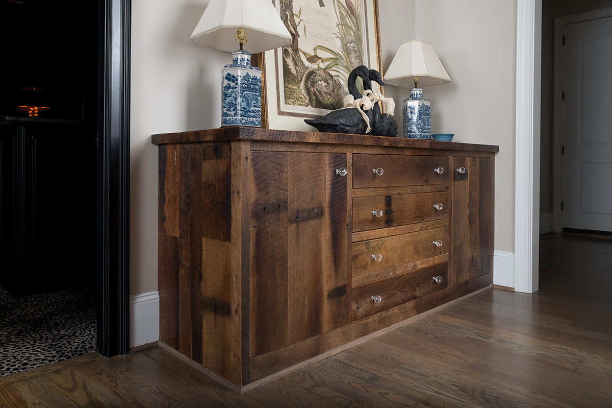 Custom furniture piece built from reclaimed wood
